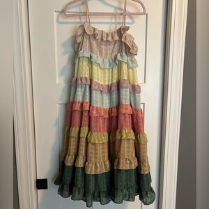 Anthropologie Multicolor Ruffle Tiered Dress